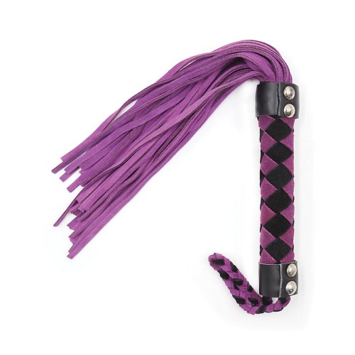 Plesur 15 Inch Leather Flogger Purple - Sensual Impact Toy