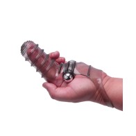 The 9's Vibrofinger Ribbed Massager - Grey