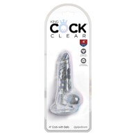 Dildo King Cock Clear de 4 Pulgadas con Base de Succión