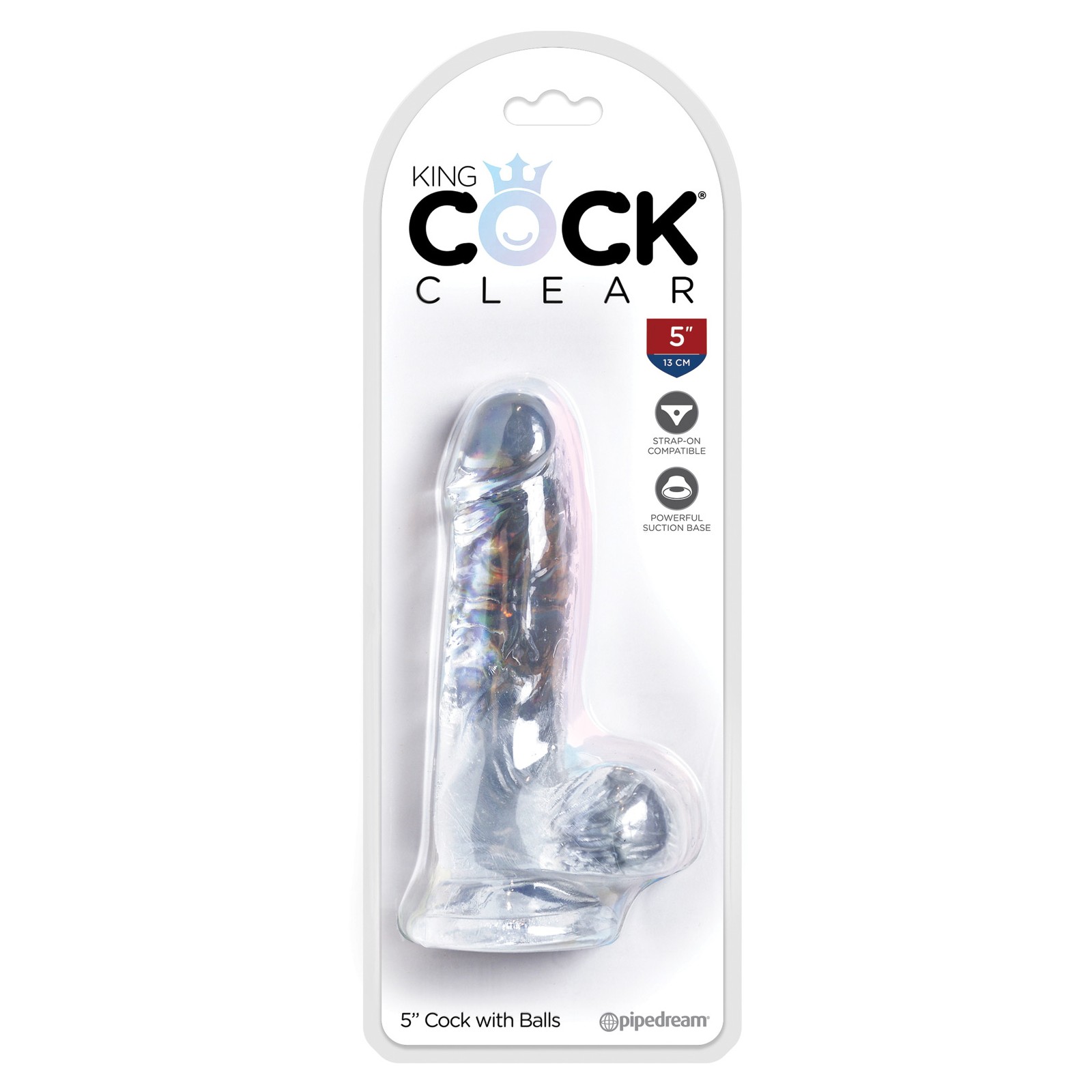 Dildo King Cock Transparente de 5 Pulgadas con Testículos