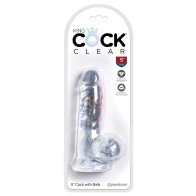 Dildo King Cock Transparente de 5 Pulgadas con Testículos