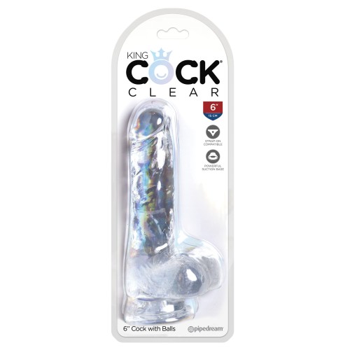 King Cock Clear Realistic Dildo with Balls