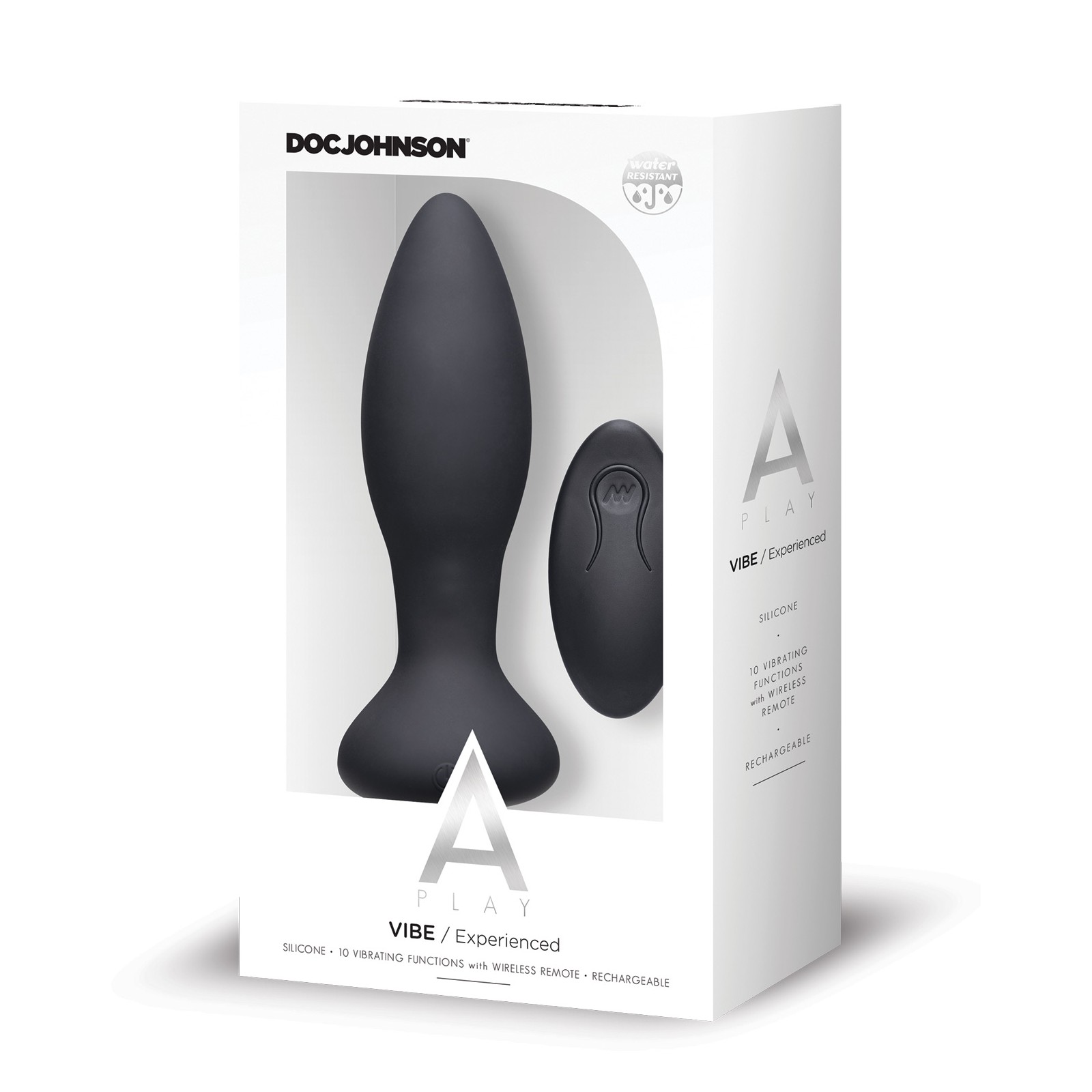 A Play Rechargeable Silicone Anal Plug with Remote - Black