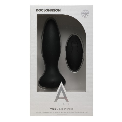 A Play Rechargeable Silicone Anal Plug with Remote - Black