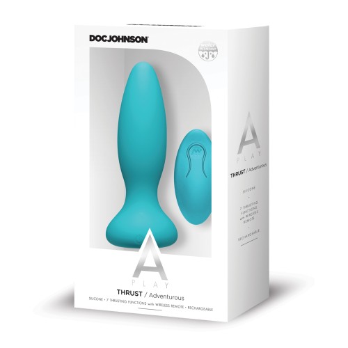 A Play Thrust Rechargeable Anal Plug with Remote Teal