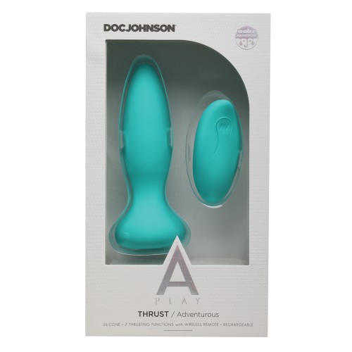 A Play Thrust Rechargeable Anal Plug with Remote Teal