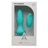 A Play Thrust Rechargeable Anal Plug with Remote Teal