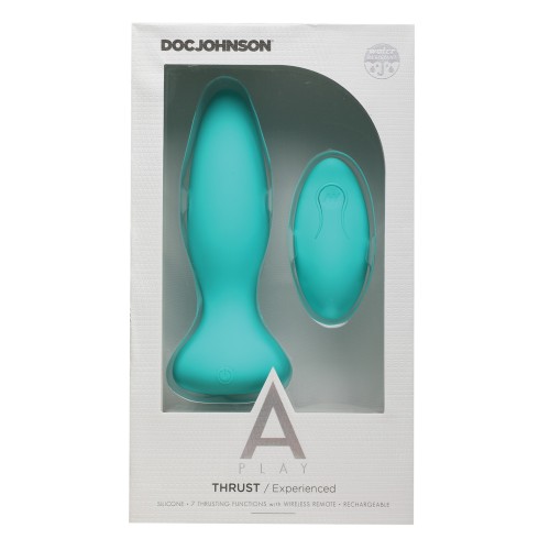 A Play Thrust Rechargeable Anal Plug Remote Teal