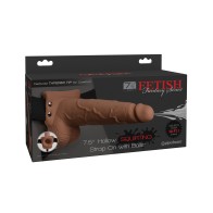 Fetish Fantasy Series 7.5 Inch Hollow Squirting Strap On with Balls - Tan