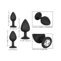 Kit de Plugs Anales de Silicona con Gemas - Negro