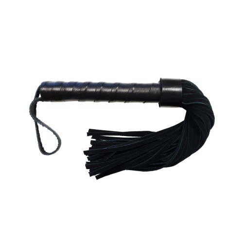 Flogger de Ante con Mango de Cuero - Negro