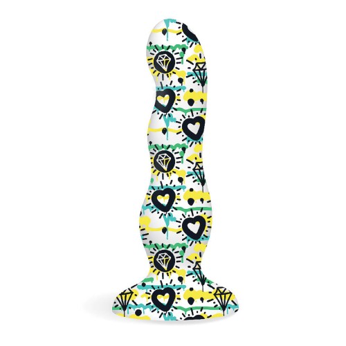 Dildo Curvo Collage Diamantes & Corazones para Placer Único