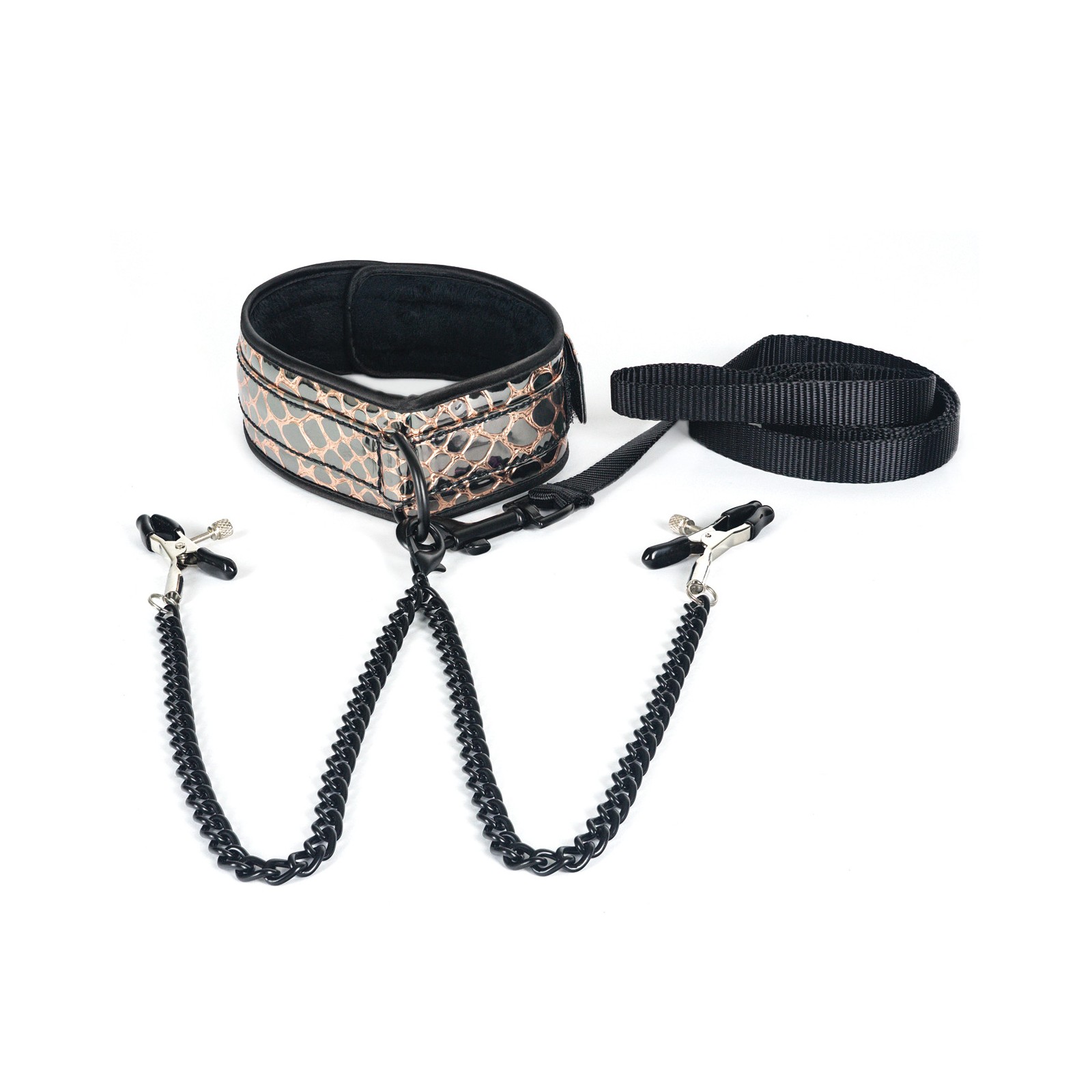 Spartacus Faux Leather Collar & Leash Set Gold