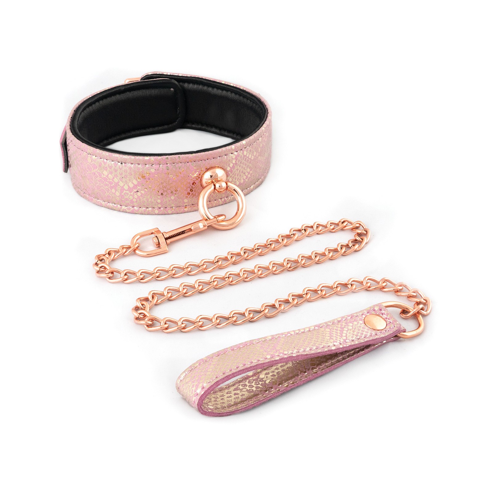 Conjunto de Collar y Correa Spartacus de Microfibra Rosa