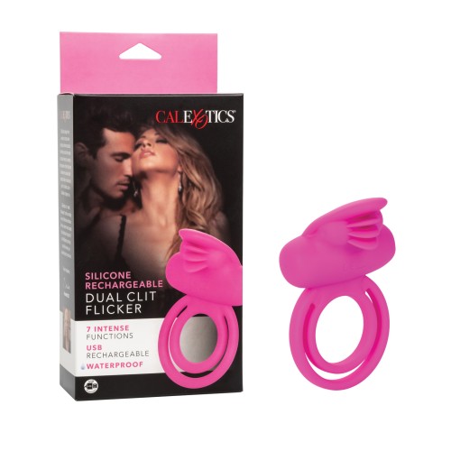 Silicone Rechargeable Dual Clit Flicker Enhancer - Pink