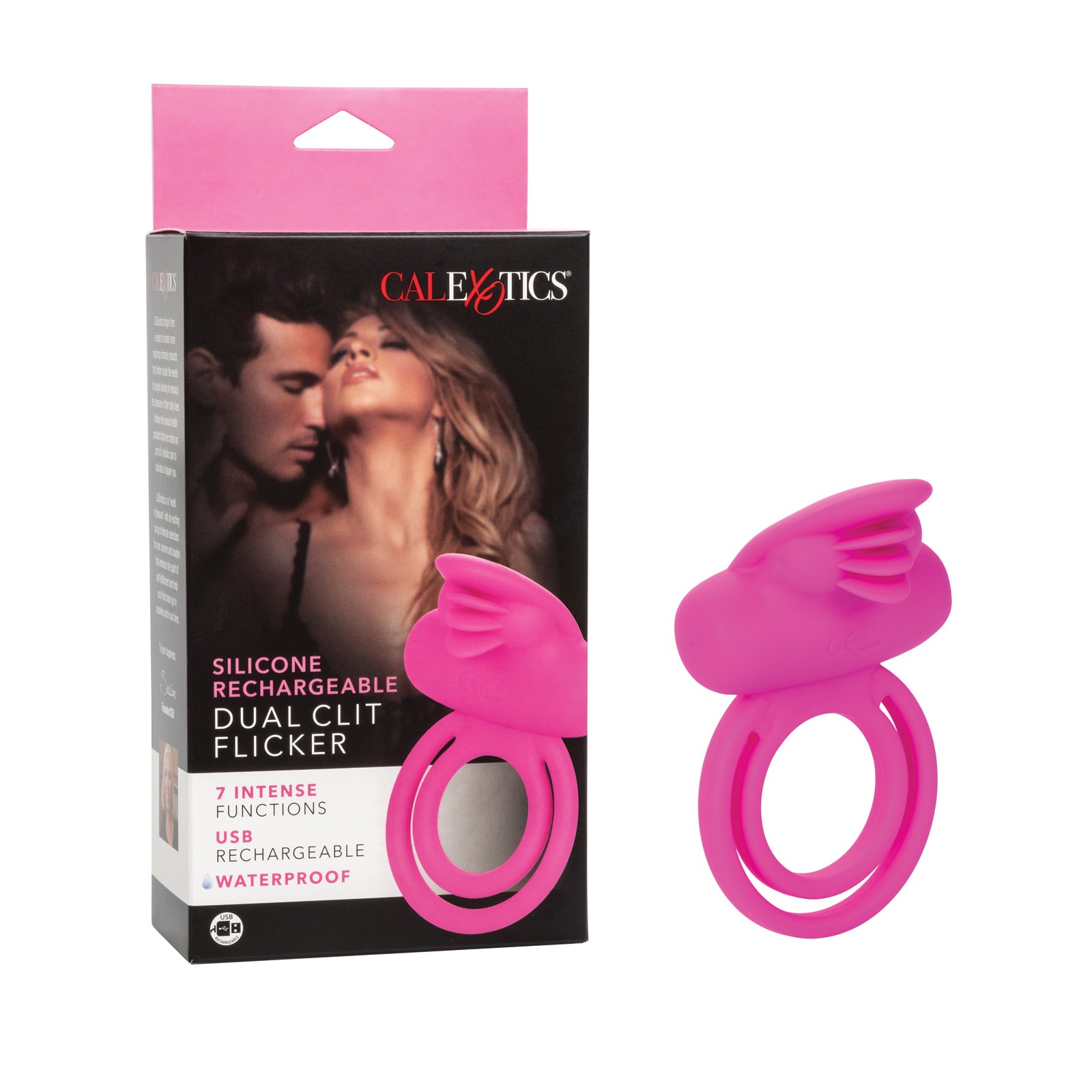 Silicone Rechargeable Dual Clit Flicker Enhancer - Pink