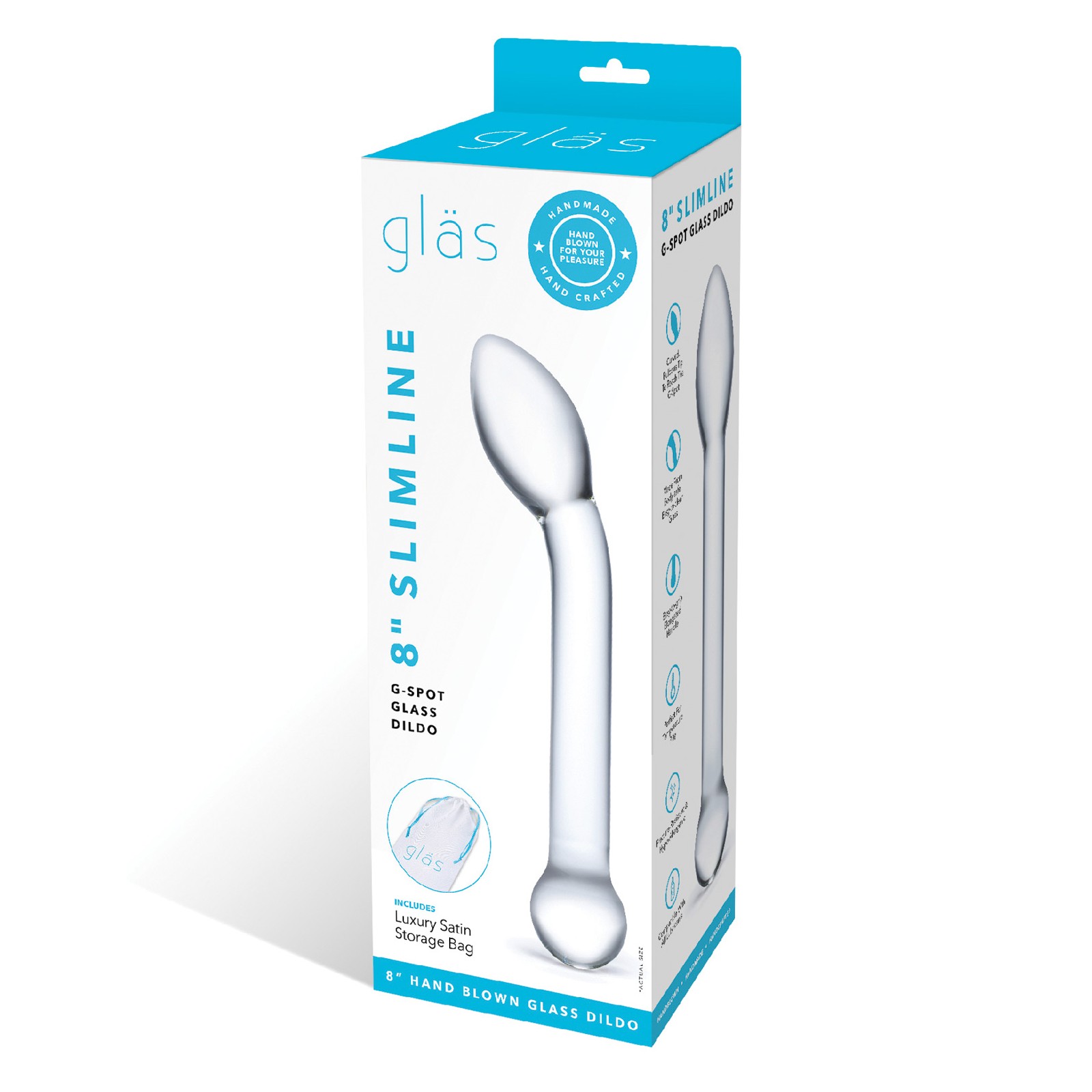 Dildo de Vidrio Slimline G-Spot de 8 Pulgadas