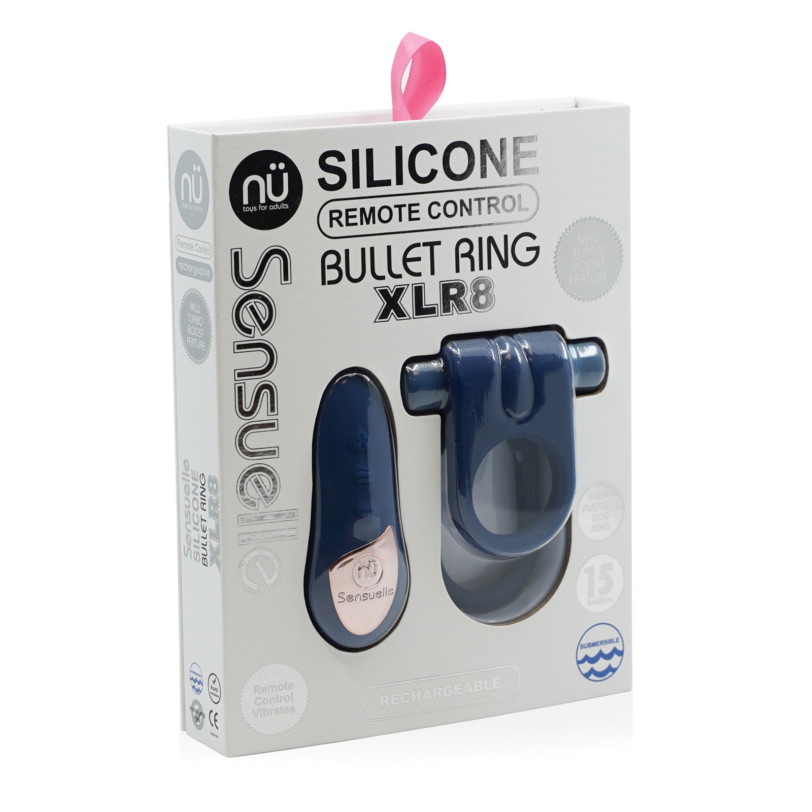 Nu Sensuelle Silicone Remote Control XLR8 Turbo Boost Bullet Ring - Navy