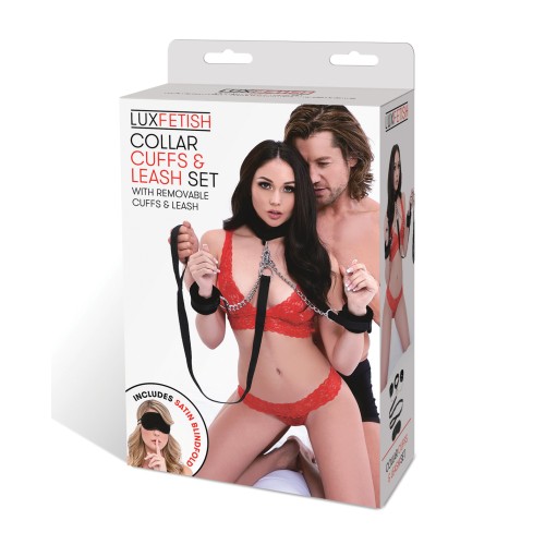 Lux Fetish Cuffs Collar Leash Set Removable