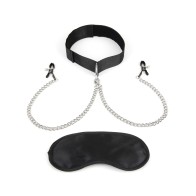 Collar Lux Fetish con Pinzas para Pezones Ajustables para Máximo Placer