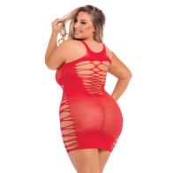 Vestido Hi Neck Back 2 Basixxx Rojo 1X-3X de Pink Lipstick