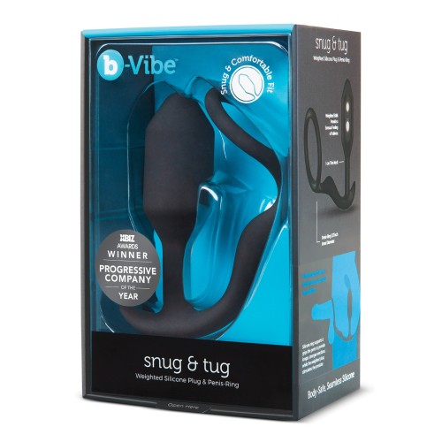 b-Vibe Snug Tug Weighted Silicone Penis Ring Black