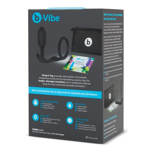 b-Vibe Snug Tug Weighted Silicone Penis Ring Black