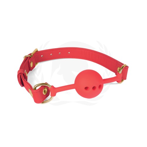 Ball Gag de Silicona Spartacus Con Correas PU Rojas 46 mm