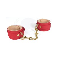 Spartacus PU Ankle Cuffs Plush Lining Red