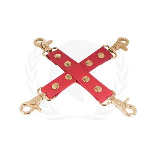 Spartacus PU Hog Tie with Gold Hardware - Red