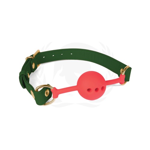 Spartacus Silicone Ball Gag with Green PU Straps 46 mm