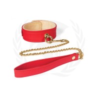 Collar de PU Rojo Forrado en Piel y Correa con Cadena Spartacus