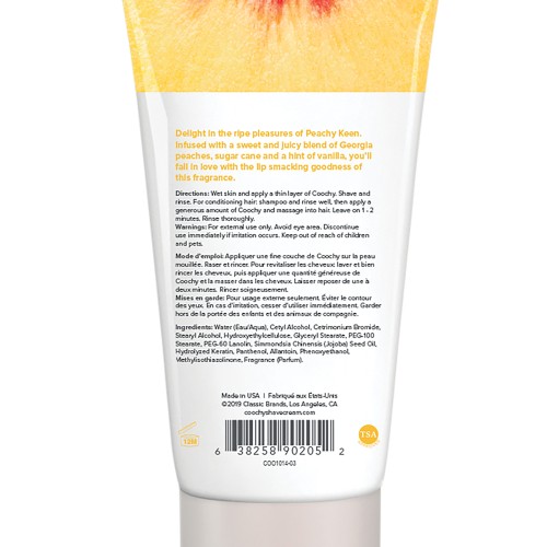 Crema de Afeitar COOCHY Sin Irritación - Peachy Keen para una Experiencia Suave