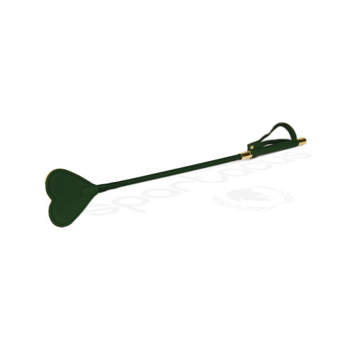 Spartacus PU Riding Crop with Plush Heart Shape Tip - Green