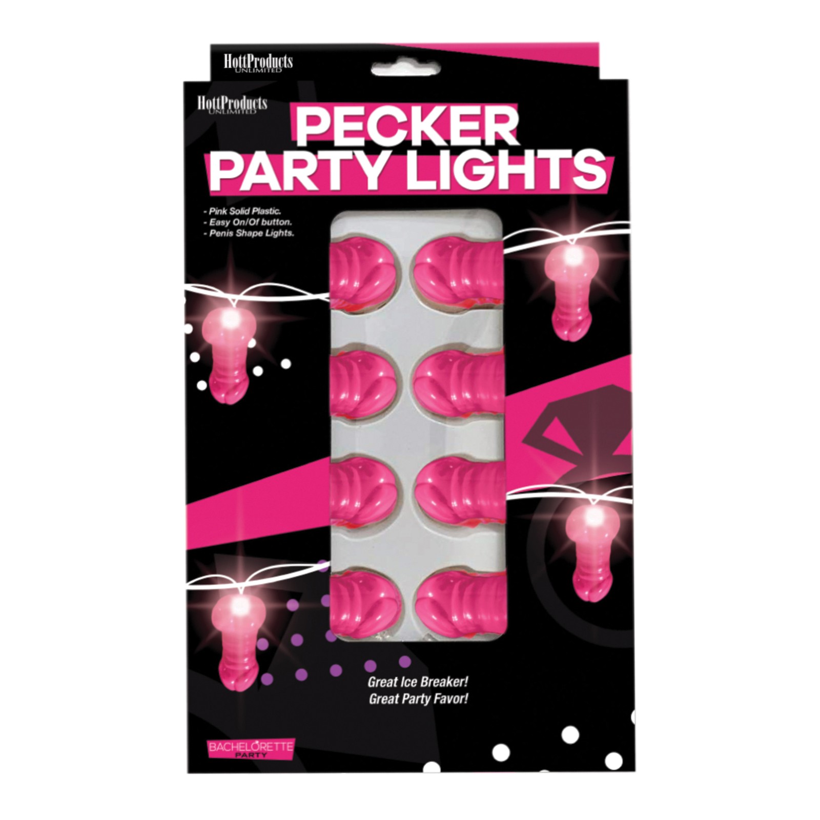 Light Up Pink Pecker String Party Lights