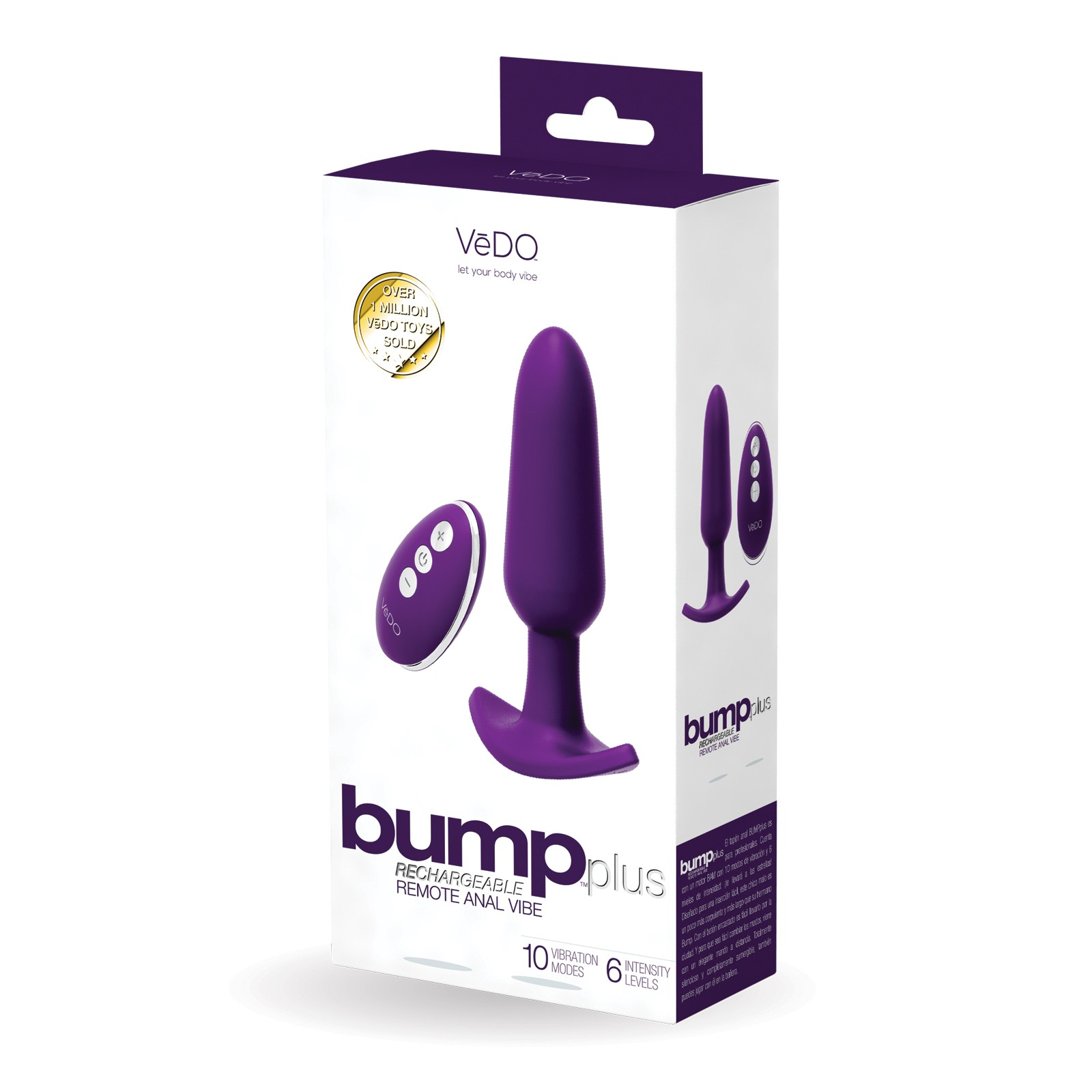 VeDO Bump Plus Vibe Anal Recargable con Control Remoto - Púrpura Profundo