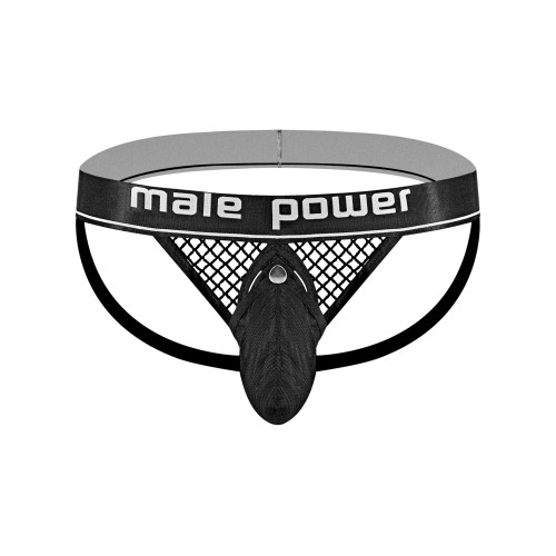 Cock Pit Fishnet Cock Ring Jock - Black S/M