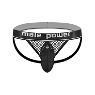 Cock Pit Fishnet Cock Ring Jock - Black S/M