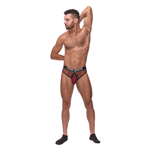 Cock Pit Fishnet Cock Ring Thong - Red