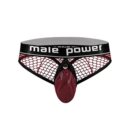 Cock Pit Fishnet Cock Ring Thong - Red