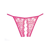 Adore Panty Encantada de Encaje Rosa Fucsia Talla Única