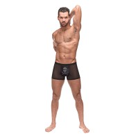 Private Screening Micro Mesh Skull Pouch Short Black