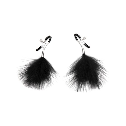 Lux Fetish Feather Nipple Clips Black