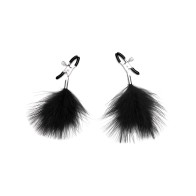 Lux Fetish Feather Nipple Clips Black