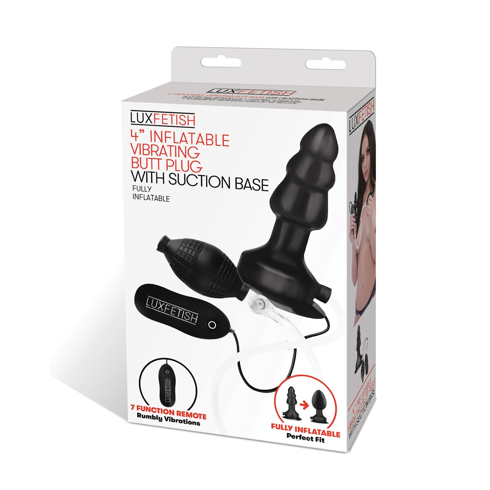 Plug Anal Vibratorio Inflable con Base de Succión para Placer Intenso