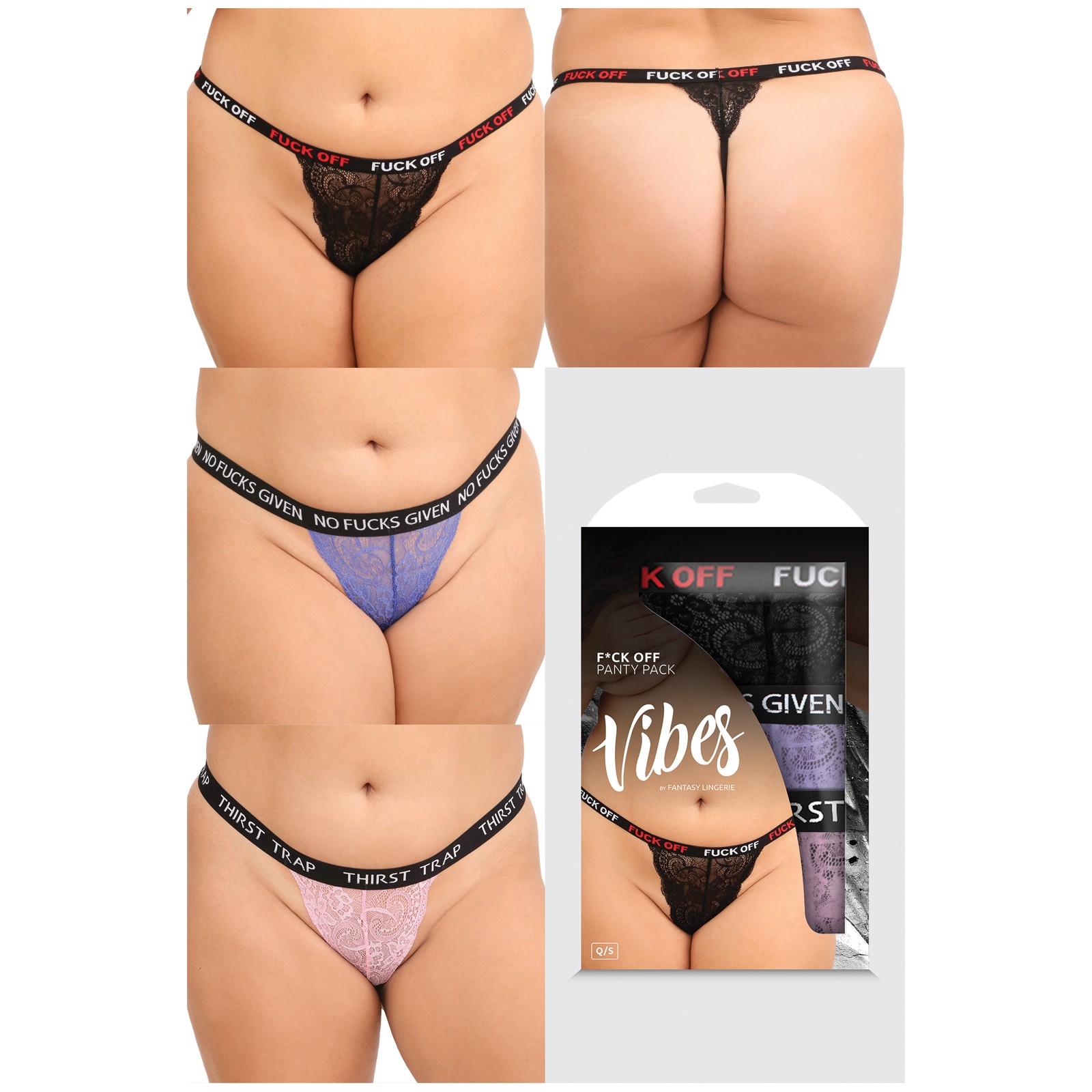 Vibes Fuck 3 Pack Thongs Assorted Colors