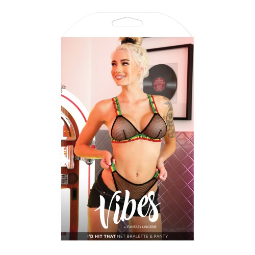 Vibes I'd Hit That Net Bralette & Panty Black L/XL