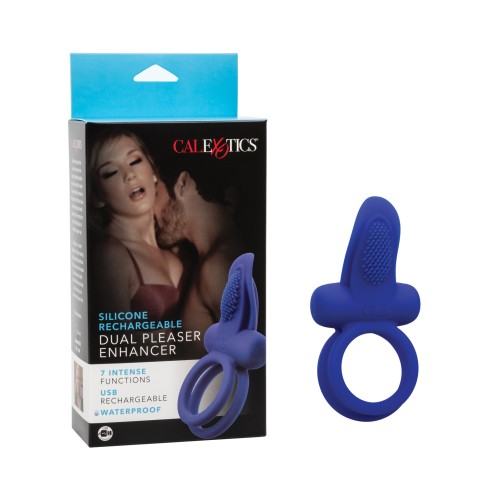 Rechargeable Dual Pleaser Enhancer for Couples - Blue