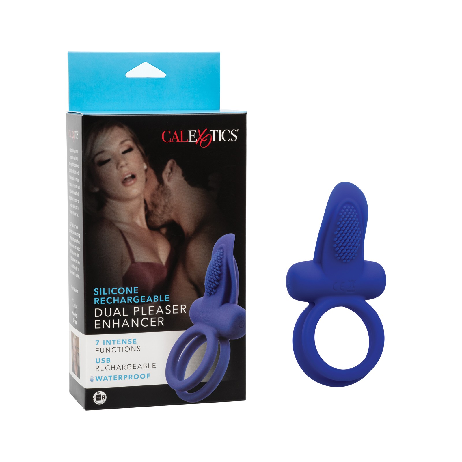 Rechargeable Dual Pleaser Enhancer for Couples - Blue