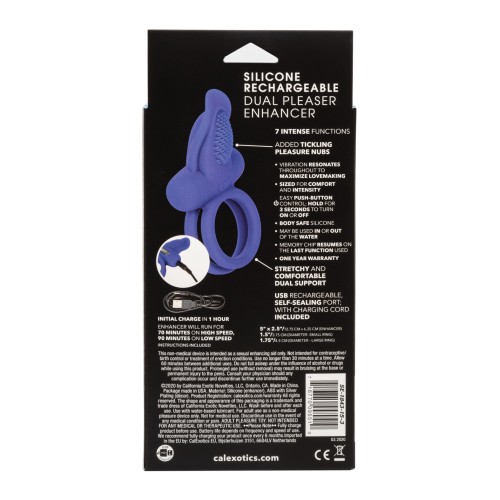 Rechargeable Dual Pleaser Enhancer for Couples - Blue